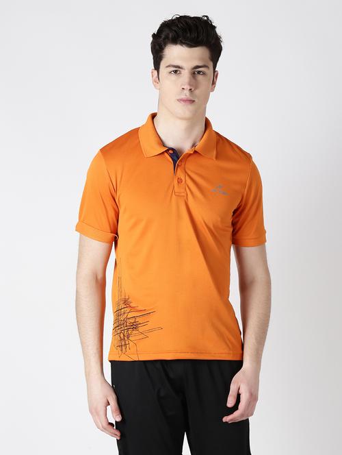 orange printed polo t-shirt - 17922251 - Very Small Image - 1