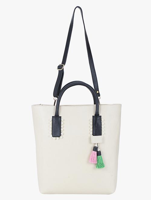 cream leatherette (pu) handbag - 17922589 - Very Small Image - 1