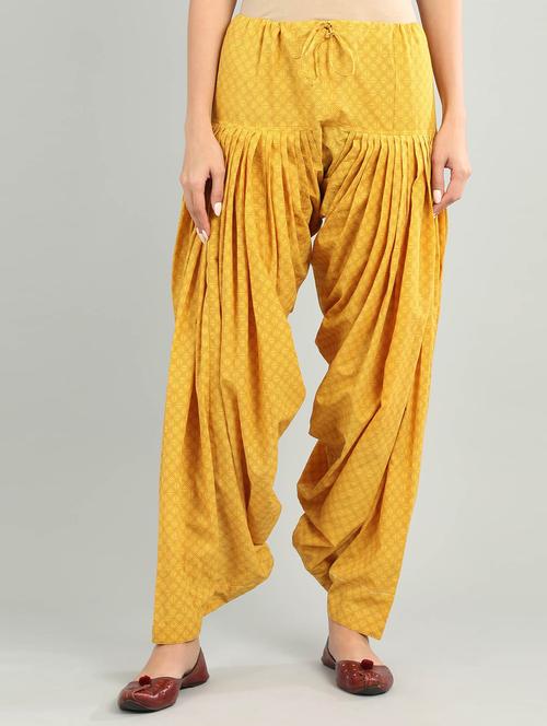 yellow cotton patiyala salwars - 17922605 - Very Small Image - 1
