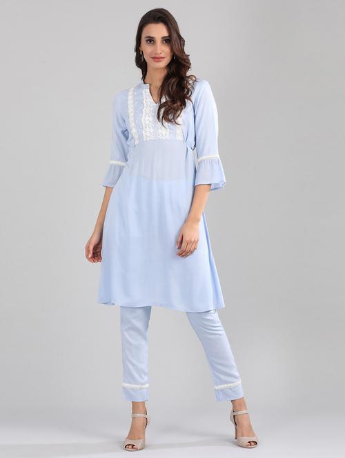 lace wok kurta pant set - 17922655 - Very Small Image - 1