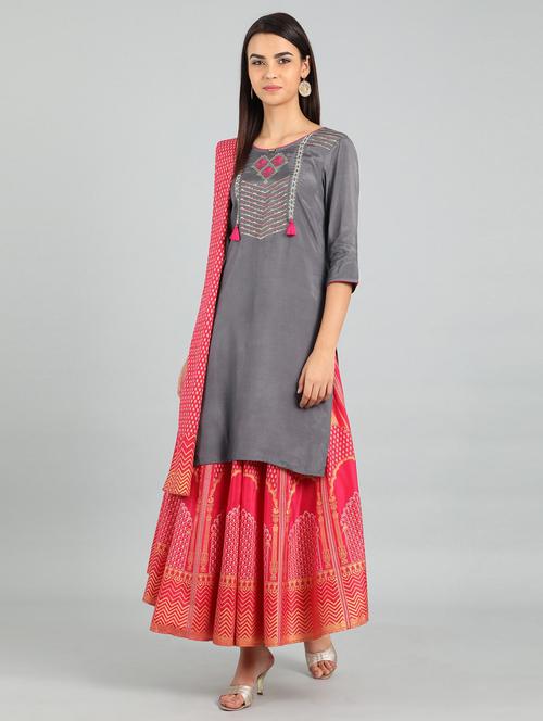 embroidered straight kurta - 17922841 - Very Small Image - 1