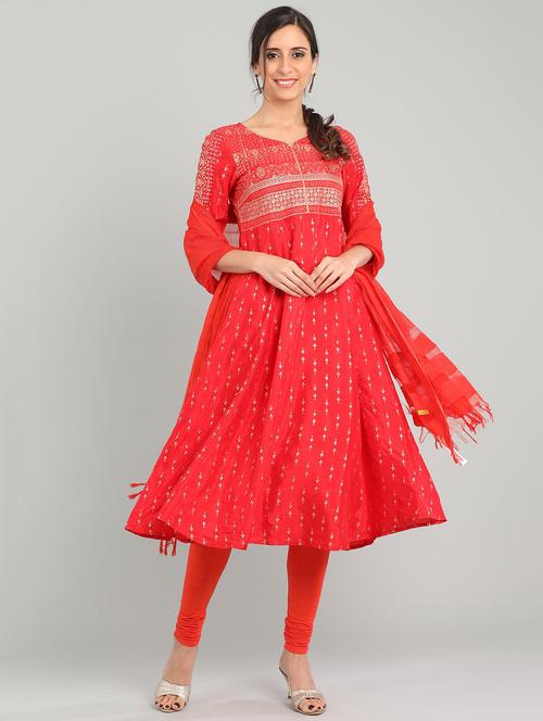 foil print flared kurta - 17922881 - Very Small Image - 1