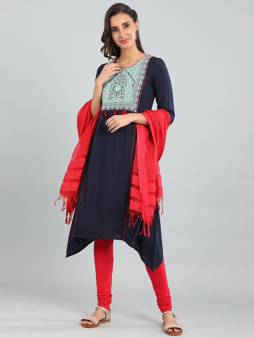 contrast high-low kurta - 17922931 - Very Small Image - 1