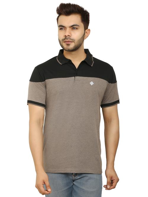 brown solid polo t-shirt - 17923209 - Very Small Image - 1