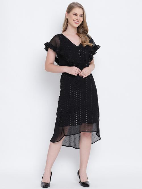 v-neck printed a-line dress - 17923606 - Very Small Image - 1