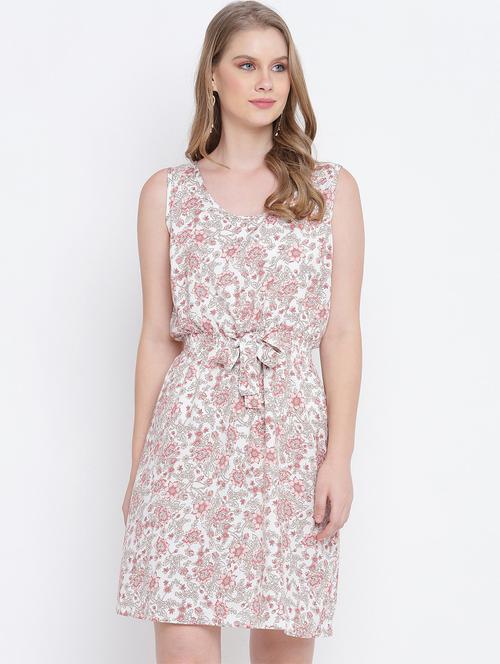 tie front floral a-line dress - 17923610 - Very Small Image - 1