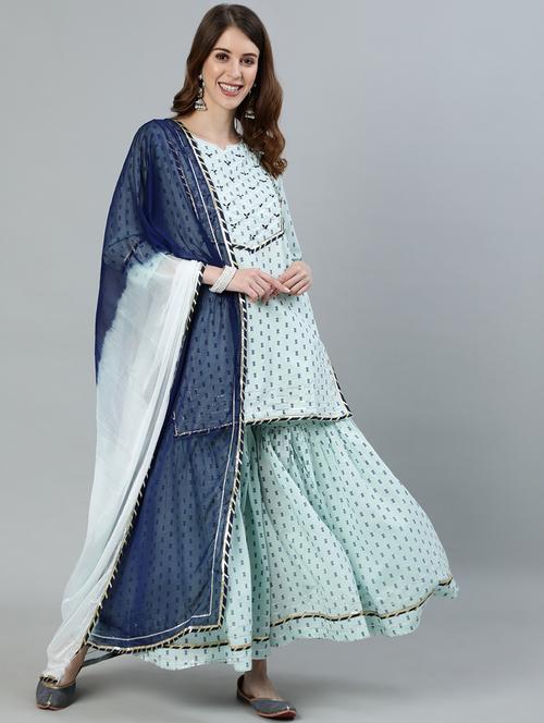 printed kurta sharara suit set - 17924487 - Very Small Image - 1