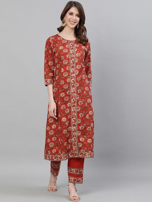 floral a-line kurta pant set - 17924498 - Very Small Image - 1