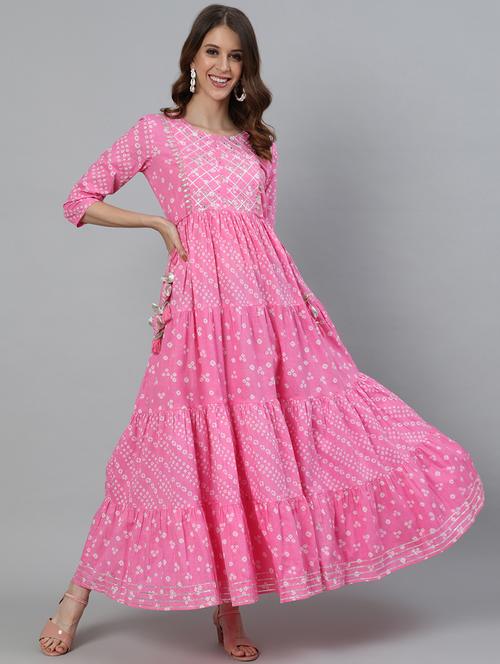 pink cotton anarkali kurta - 17924572 - Very Small Image - 1