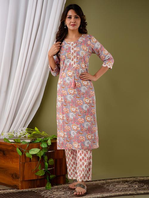 floral kurta pant set - 17924599 - Very Small Image - 1