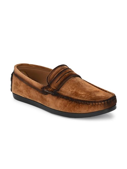 tan velvet slip on loafers - 17924697 - Very Small Image - 1
