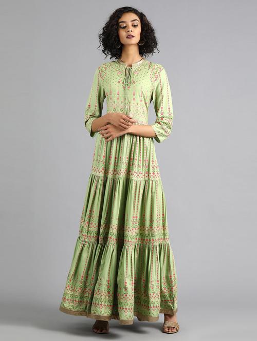 floral print tiered flare kurta - 17924800 - Very Small Image - 1