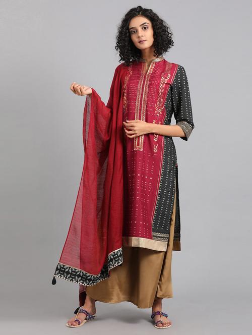 gold print straight kurta - 17924802 - Very Small Image - 1