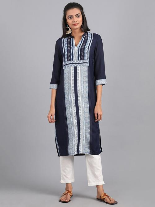 striped straight kurta - 17924916 - Very Small Image - 1