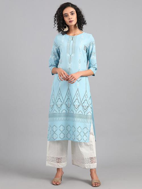 printed straight kurta - 17924918 - Very Small Image - 1