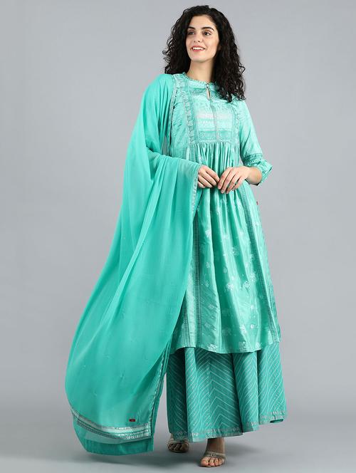 printed flared kurta - 17924967 - Very Small Image - 1