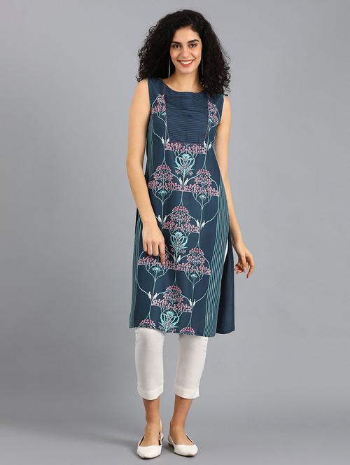 floral straight kurta - 17925010 - Very Small Image - 1