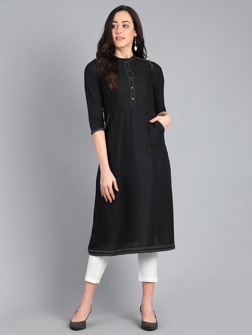 solid a-line kurta - 17925026 - Very Small Image - 1