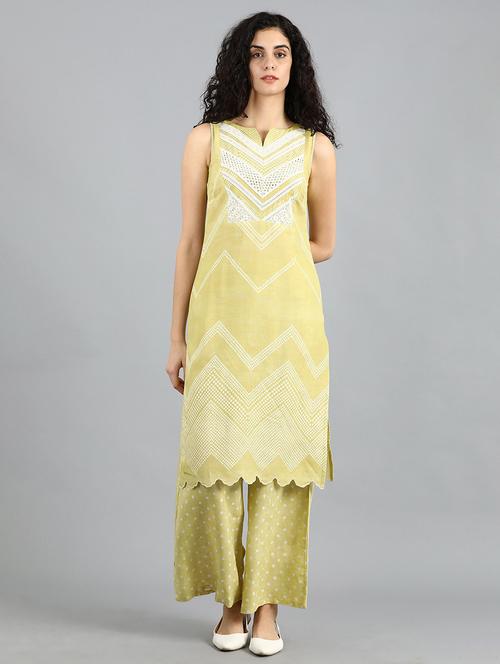 chevron straight kurta - 17925055 - Very Small Image - 1