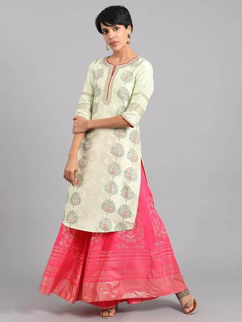 foil print straight kurta - 17925140 - Very Small Image - 1