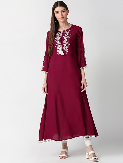 embroidered a-line kurta - 17925158 - Very Small Image - 1