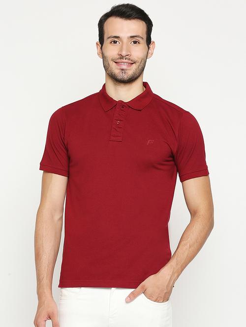 maroon solid polo t-shirt - 17925291 - Very Small Image - 1