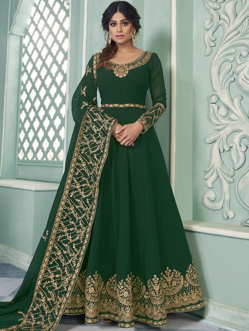 embroidered semi-stitched suit - 17925554 - Very Small Image - 1