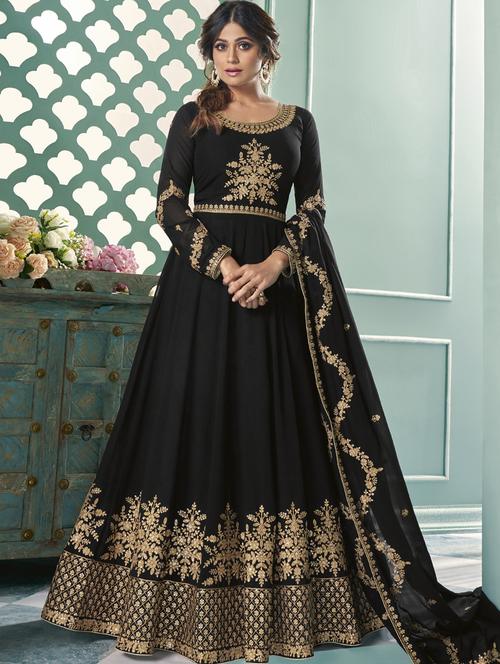 embroidered semi-stitched suit - 17925555 - Very Small Image - 1