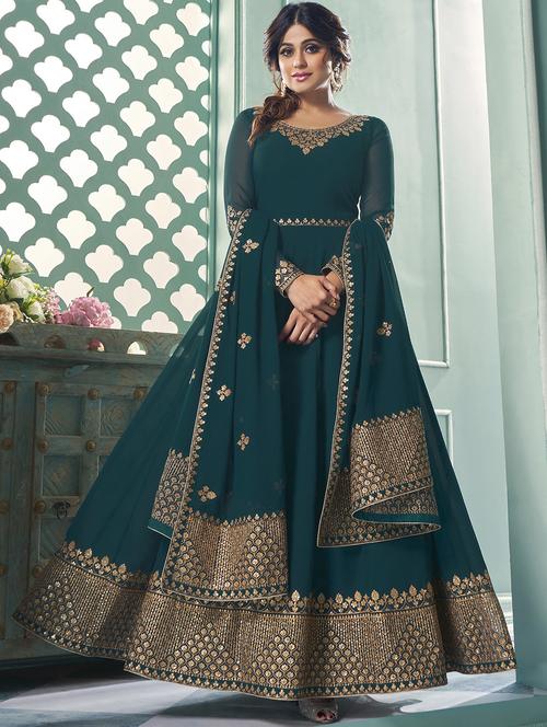 embroidered semi-stitched suit - 17925557 - Very Small Image - 1