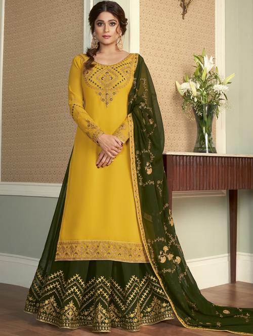embroidered semi-stitched suit - 17925559 - Very Small Image - 1