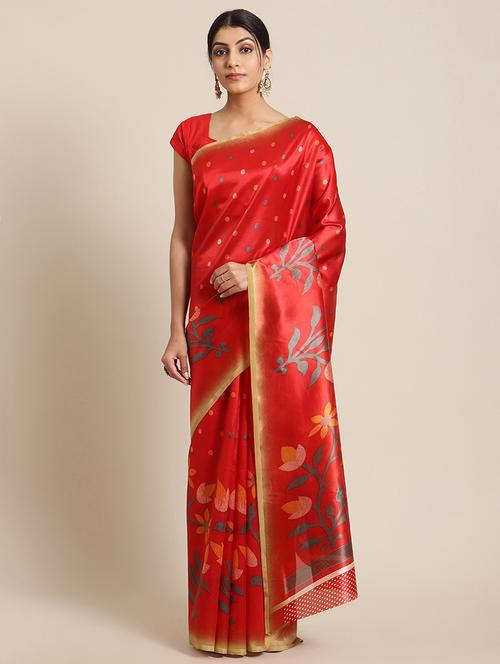 polka dot printed saree with blouse - 17925629 - Very Small Image - 1