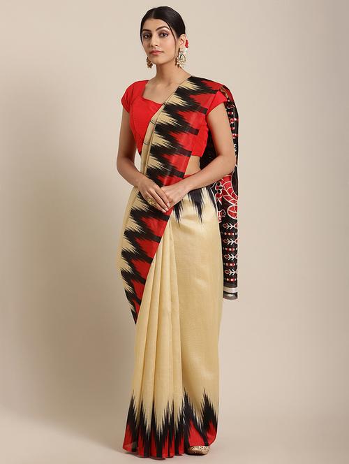 ikat bordered saree with blouse - 17925670 - Very Small Image - 1