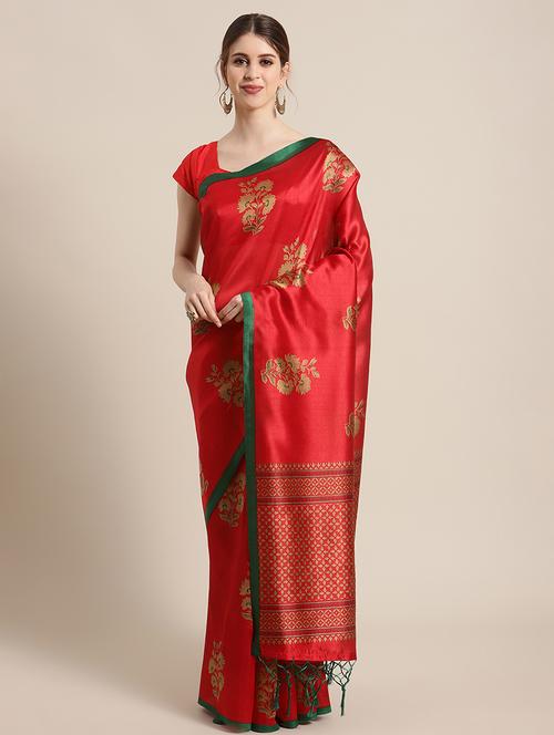 floral printed saree with blouse - 17925693 - Very Small Image - 1