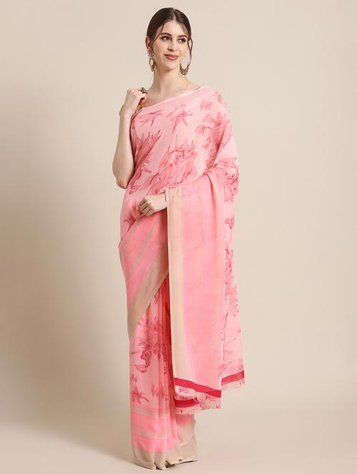 floral printed saree with blouse - 17925702 - Very Small Image - 1