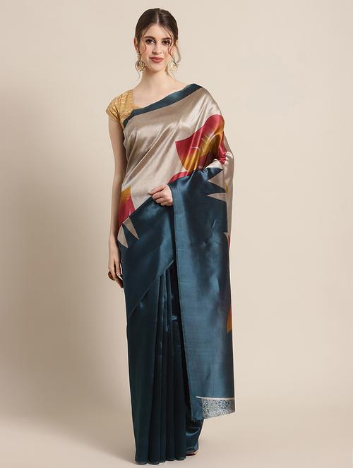 floral printed saree with blouse - 17925734 - Very Small Image - 1