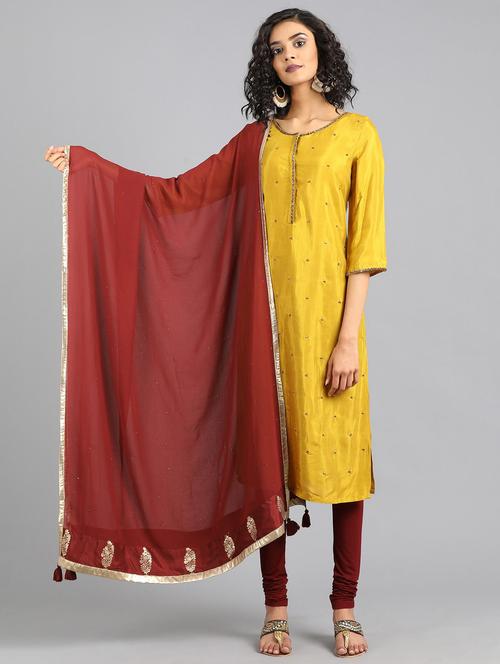 maroon polyester dupatta - 17925835 - Very Small Image - 1