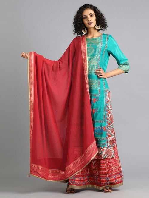 red poly chiffon dupatta - 17925841 - Very Small Image - 1
