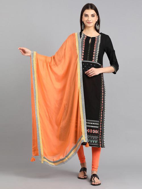 orange viscose dupatta - 17925848 - Very Small Image - 1
