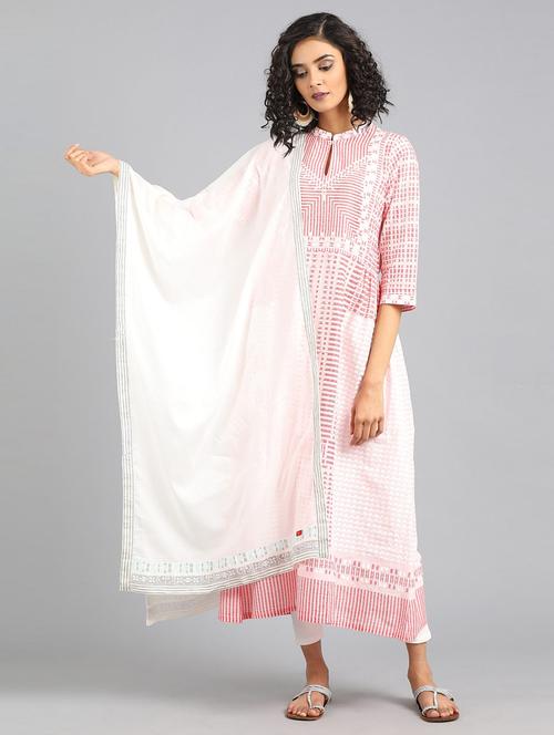 white cotton dupatta - 17925867 - Very Small Image - 1
