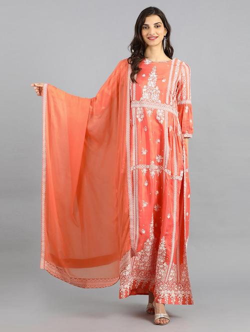 orange polyester dupatta - 17925885 - Very Small Image - 1