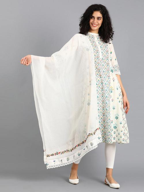 white polyester dupatta - 17925890 - Very Small Image - 1