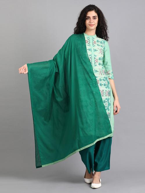 green cotton dupatta - 17925891 - Very Small Image - 1