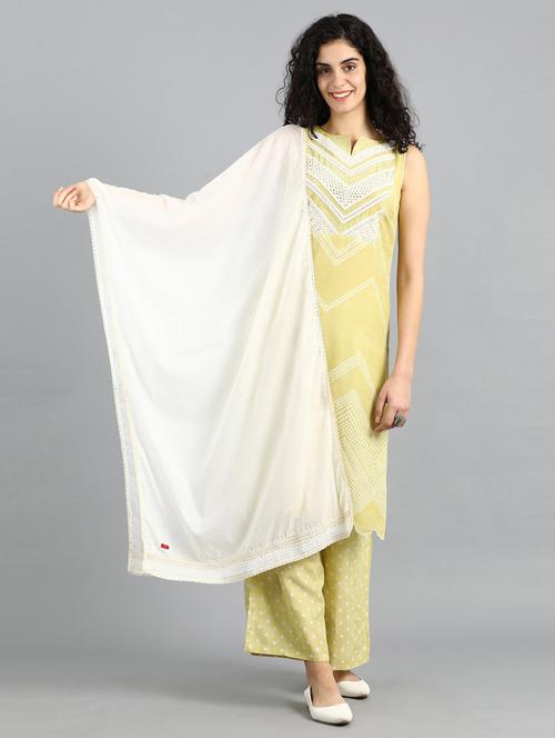 white cotton dupatta - 17925896 - Very Small Image - 1