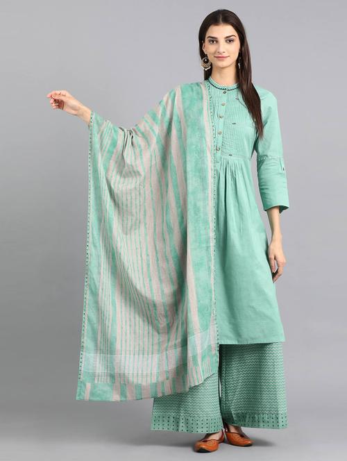 green cotton dupatta - 17925898 - Very Small Image - 1
