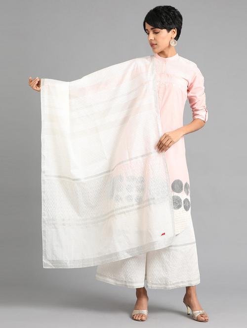 white cotton blend dupatta - 17925899 - Very Small Image - 1