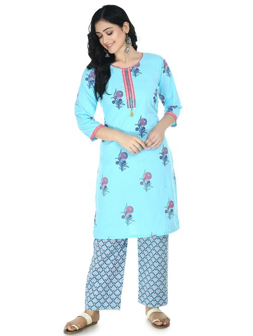 floral print kurta palazzo set - 17926282 - Very Small Image - 1