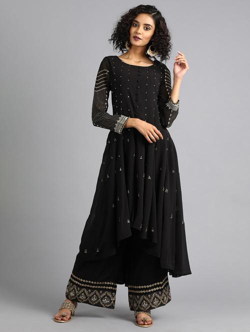 embroidered kurta palazzo set - 17926428 - Very Small Image - 1