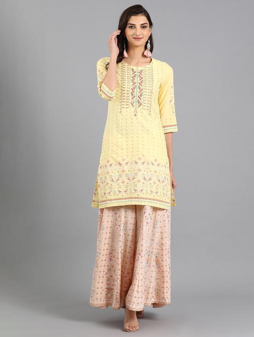embroidered kurta palazzo set - 17926444 - Very Small Image - 1