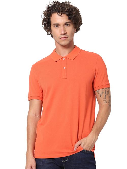 orange solid polo t-shirt - 17926929 - Very Small Image - 1