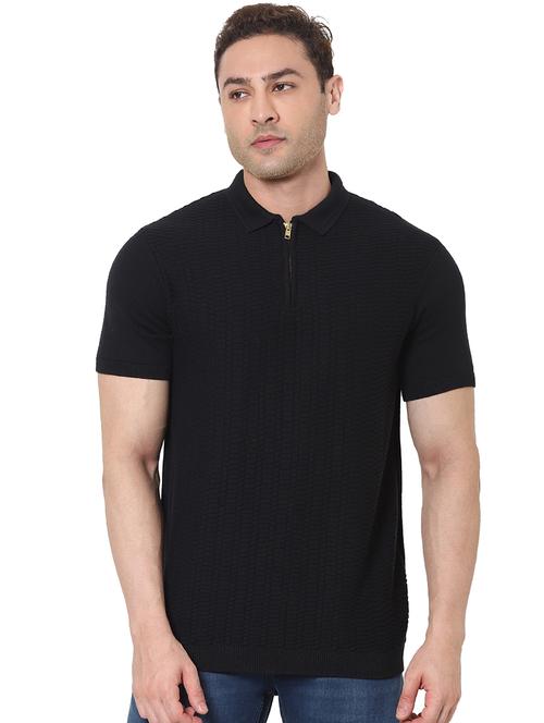 black self design polo t-shirt - 17926934 - Very Small Image - 1